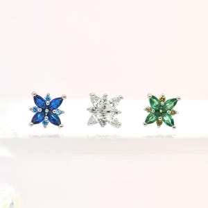 Crystal cartilage earring Stud earring jewelry Helix earring conch earring gift 16g stud dainty piercing minimalist Tragus labret