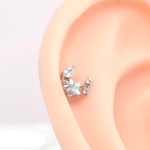 Celestial Moon Star cartilage tragus jewelry Helix earring labret rook conch earring gift 16g stud dainty piercing minimalist flat back