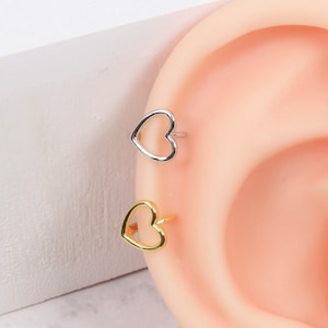 Herz Hoop Ohrring Huggie Hoop Ohrringe Knorpel Helix Hoop Tiny hoops niedliches kleines zierliches Geschenk minimalist Ohrring Schmuck