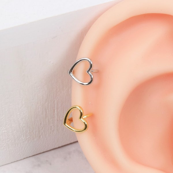 Tiny Heart Lined Earring Huggie Hoop Earrings Cartilage earrings Helix earrings Hoop earring Huggies Tiny hoops