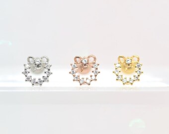 Cute Wreath cartilage earring tragus jewelry Helix earring labret rook conch earring gift 16g stud dainty piercing minimalist flat back