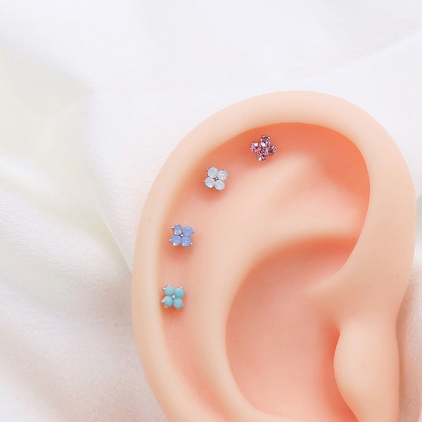 Tiny Flower Stud Earring Helix Conch Small stud Cartilage Piercing Earrings