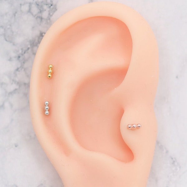 16G Mini Tri balls Stud Earring Helix Cartilage Conch Tragus Piercing