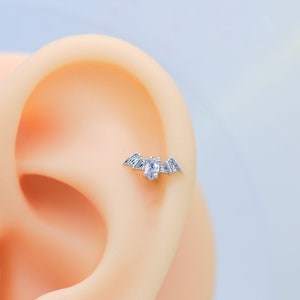 Bat with Cubic Stud Earring Helix Cartilage Tragus Conch Daith Earrings Rook Piercing