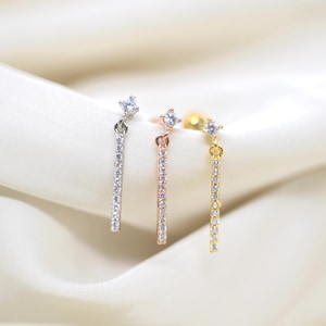 Elegant Dangle Drop Stud Earring Helix Conch Labret Tragus Stud Flat back Earring Cartilage Piercing dainty piercing jewelry minimalist gift