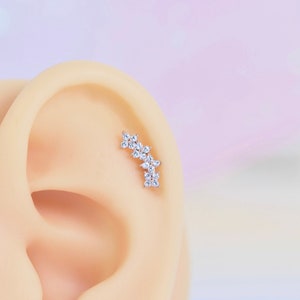 Flowers Stud Earrings Leaf Stud Cartilage Flat Back Helix Ear Climber Labret Piercing ear jewelry flat back labret gift 16g 20g titanium