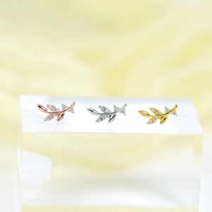 Leaf Tiny Stud Earring Ear Climber Leaves Tragus Helix Conch Cartilage Piercing