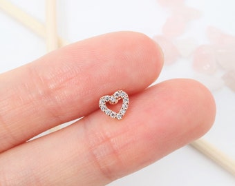 Heart Cartilage Piercing Earring Titanium 16G 20G — Helix Tragus Conch Rook Stud Surgical Steel