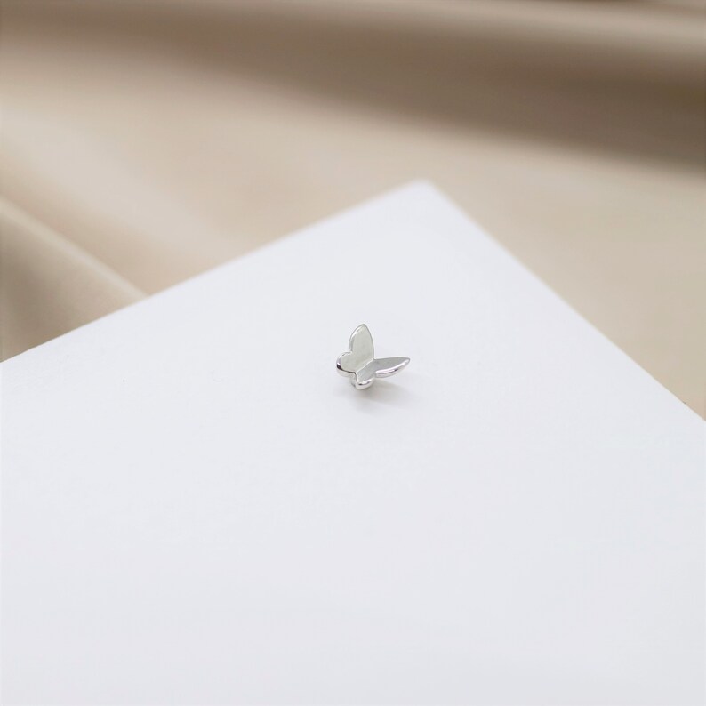 Tiny Plain Butterfly Stud Earring Helix Cartilage Tragus Daith Conch Rook Piercing 