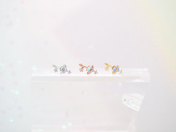 Aurora Key Cartilage Piercing Titanium Earring 16G 20G — Helix Tragus Conch Rook Stud