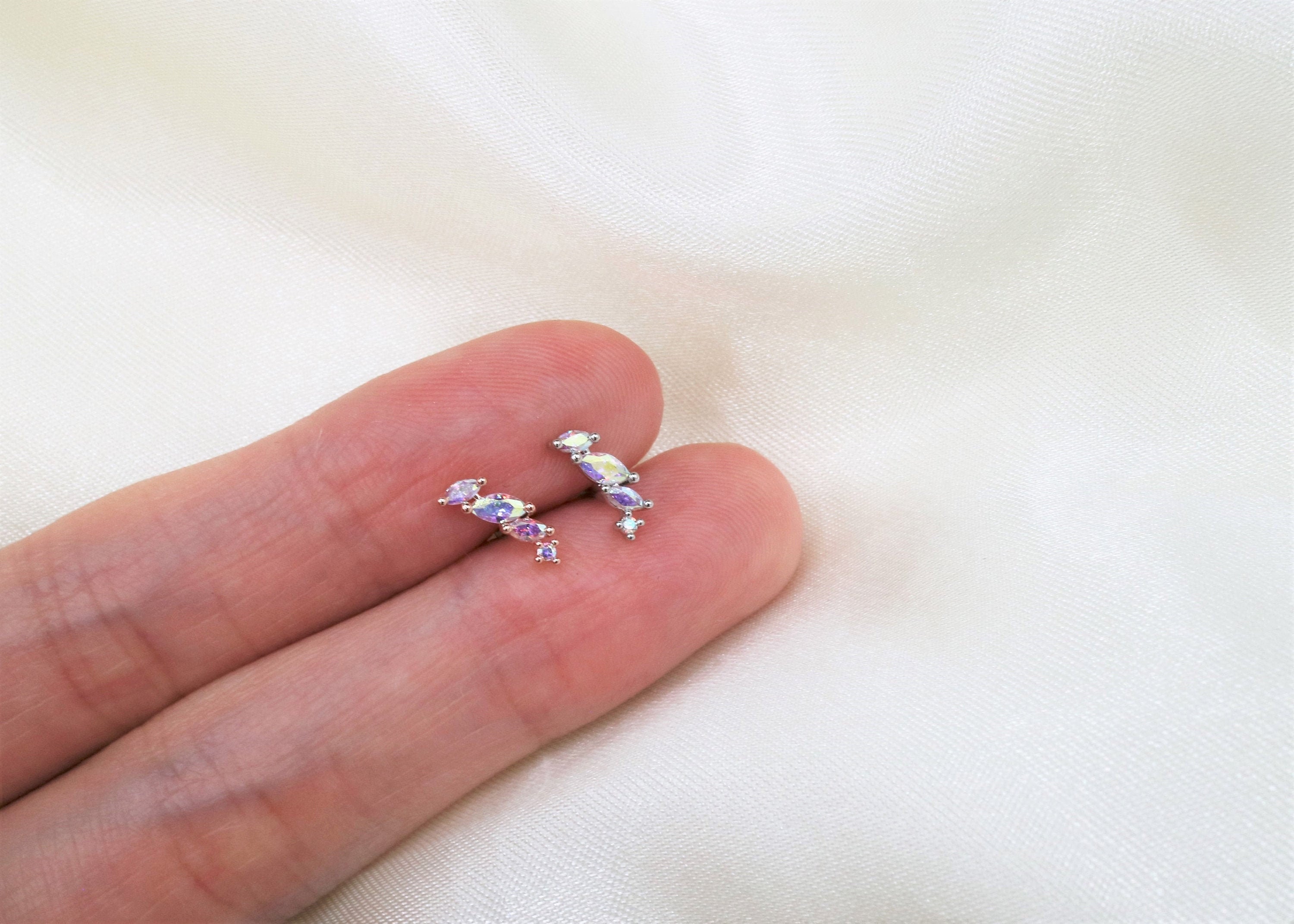 AB Crystal Ear Climber Ear Piercings Earrings / Cartilage Etsy