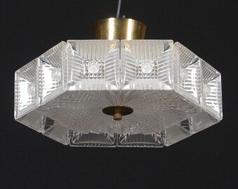 Opportunity! CARL FAGERLUND Swedish Chrystal Pendant Lamp Chandelier - MCM Orrefors Scandinavian Design