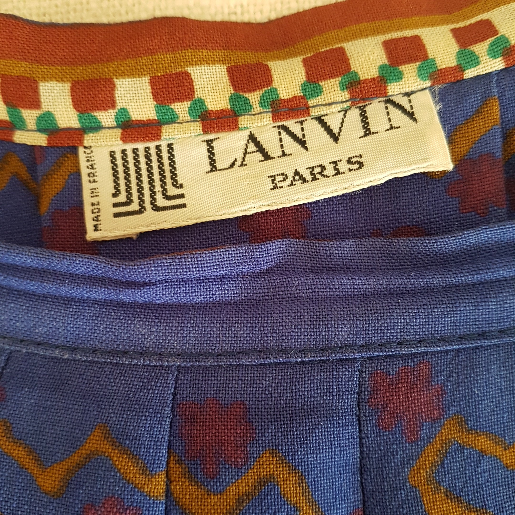 LANVIN Vintage 70s Skirt with Wonderful Ikat Multicolor | Etsy