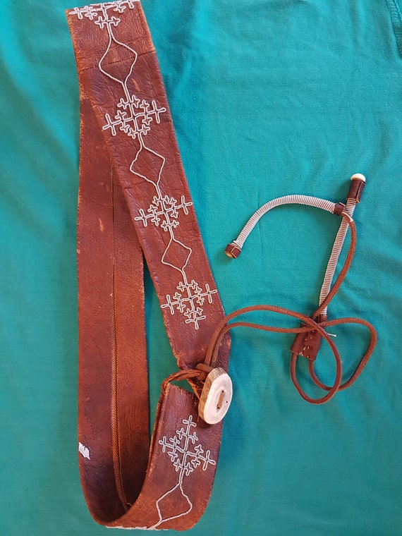 Antique Collectable Sámi Belt Handmade Reindeer Le