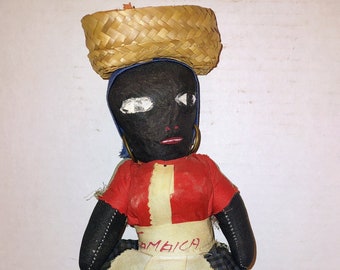Vintage, handmade Jamaican Folk Art Doll