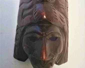 Vintage hand carved  Native Mayan Tecun Uman wooden mask from Guatemala