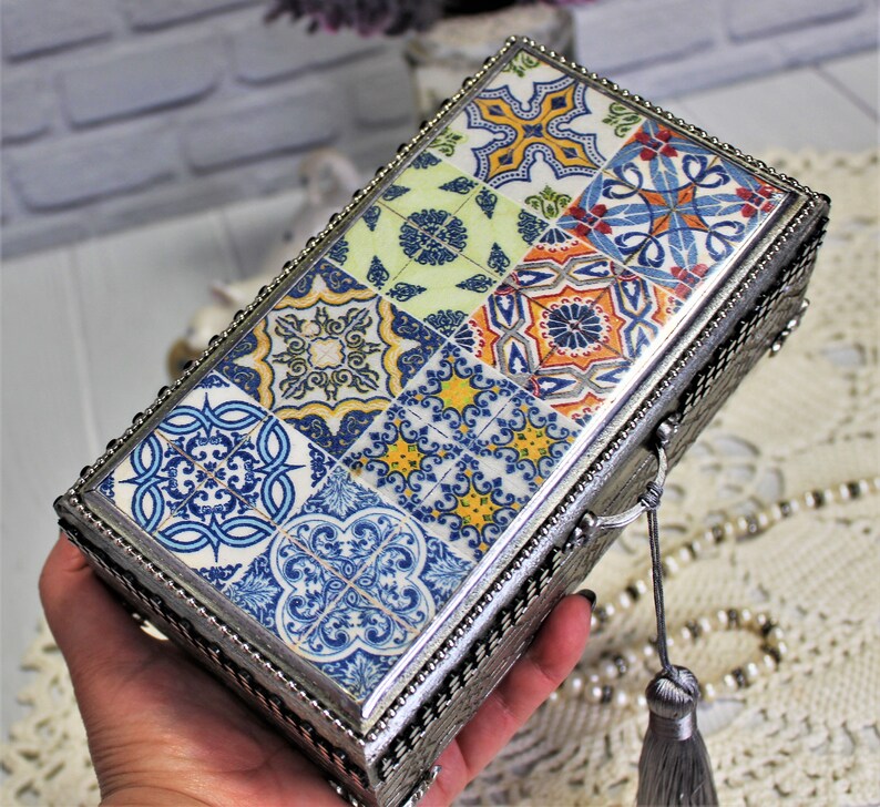 Moroccan jewelry box wooden jewelry box silver Arab jewelry Etsy