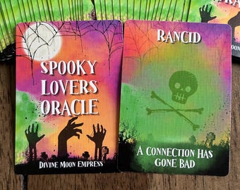 Oracle fantasmagorique des amoureux | 50 cartes | Jeu d'amour et de relations d'Halloween