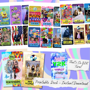 Tarot del Año 2000 - Baraja de Tarot del Año 2000 Imprimible - Descarga Instantánea en PDF / Cartas de Tarot Digitales DIY / Estética de principios de los 2000