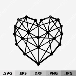 Cuore geometrico SVG EPS DXF file vettoriali digitali per macchina da taglio Cricut/Silhouette. San Valentino svg. File di taglio scandinavo/immagine di stampa