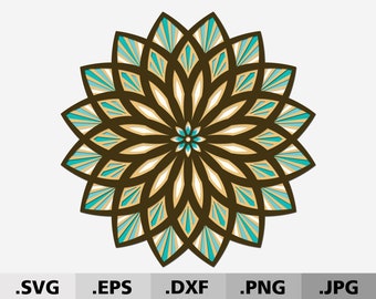 3d Mandala SVG files for cricut. Layered Mandala svg. 3d mandala shadow box. Digital download file for cutting machine Cricut Silhouette DXF