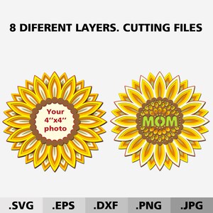 Pliki 3d Mandala Bundle SVG dla cricut. Warstwowa Mandala Słonecznika Mamy SVG. Prezent na Dzień Matki DIY. Pliki do pobrania cyfrowego dla maszyny tnącej