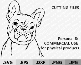 French bulldog SVG. Dog face SVG digital download files for Cricut Silhouette. Dog portrait SVG. Cut file. Laser cut vector. Commercial use