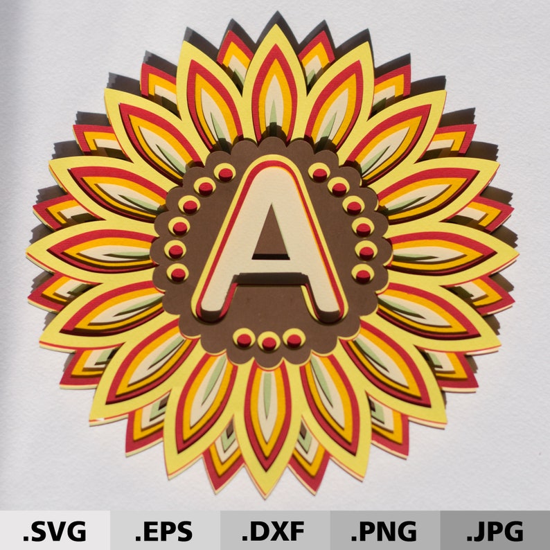 Download 3d Mandala Letter A. 3D Alphabet Sunflower SVG files for ...
