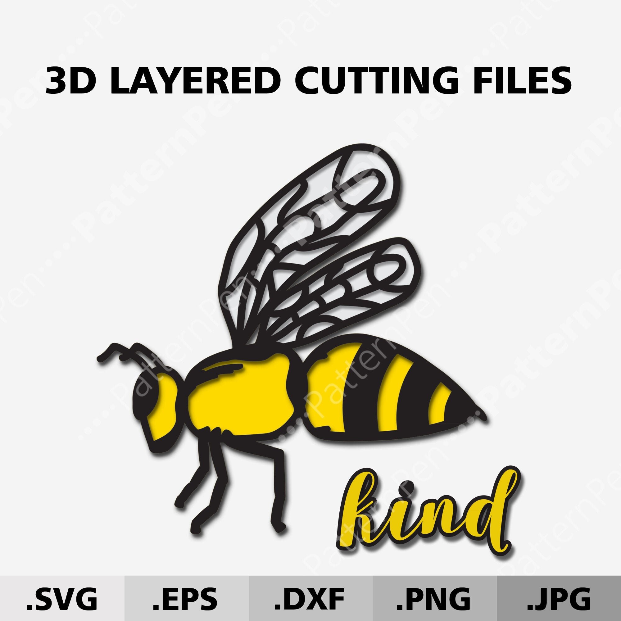 Download 3d Layered Bee Svg Files For Cricut Silhouette Be Kind Svg Etsy