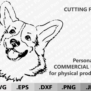 Corgi dog SVG. Welsh Corgi Pet SVG cyfrowe pliki wektorowe do pobrania do cięcia Cricut Silhouette. Portret psa SVG. Plik do cięcia. Wektor cięty laserowo
