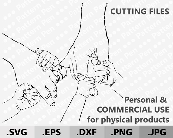 Parents and 4 Kids Hands SVG. Family Hands Mom Dad 4 Babys for - Etsy