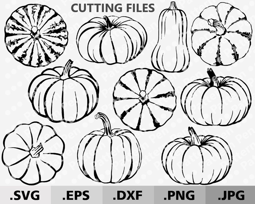Pumpkin SVG Outline Bundle. Fall Clip Art. Halloween Svg. - Etsy