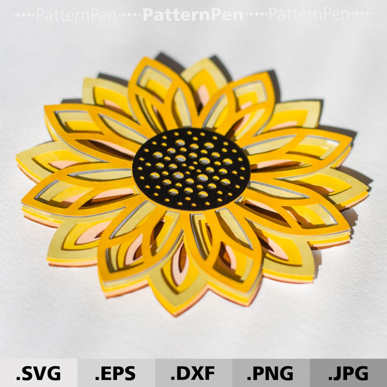 Download Sunflower 3D Mandala Svg Free - Layered SVG Cut File