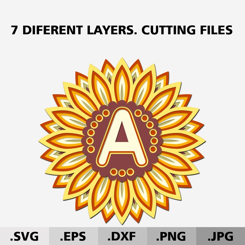 Download 3d Mandala Letter A. 3D Alphabet Sunflower SVG files for ...
