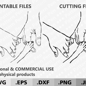 Pareja cogida de la mano y huella de perro SVG DXF. Manos de un hombre y una mujer y la huella de una mascota archivos digitales para cortar Cricut/Silhouette. Manos de familia