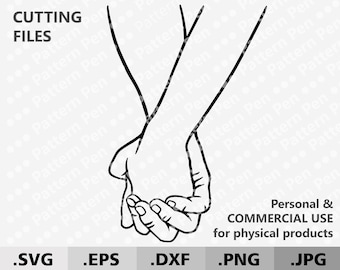 Couple hands SVG. Valentine's Day gift SVG. Love hold hands svg. Line Art lovers Hands Holding digital file for cutting Cricut/Silhouette