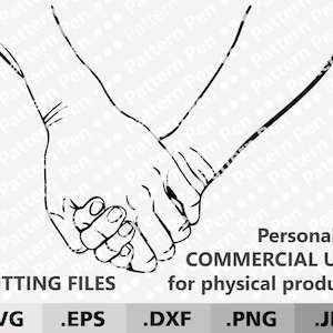 Valentine Day svg. Holding hands SVG. Couple hands Svg digital vector files for cutting machine Cricut/Silhouette. Love svg. Line art hands