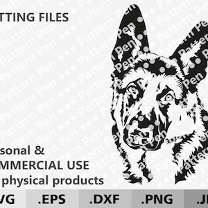 German Shepherd dog SVG DXF digital vector download files for cutting machine Cricut Silhouette. Fathers day gift. Cut files, print image