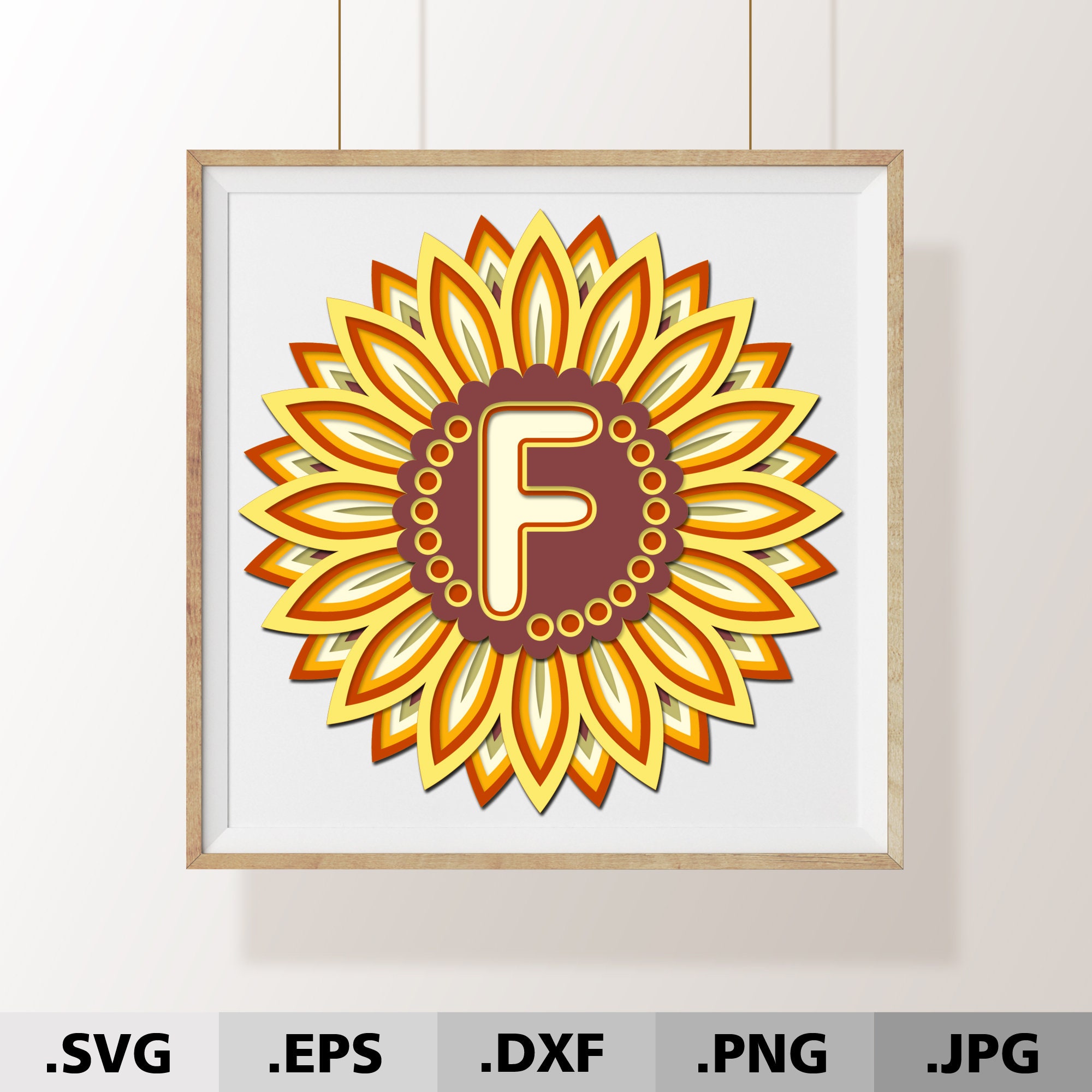 Download 3D Mandala SVG. Letter F. Sunflower monogram svg. Alphabet | Etsy