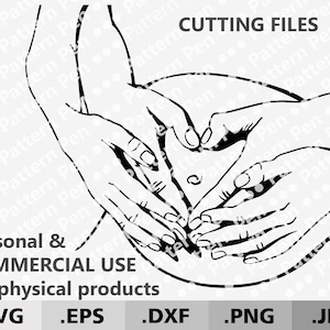 Gravidez SVG. Coração de barriga grávida mãos SVG. Pais devem ser SVG. Mãos de casal Baixe arquivos digitais para cortar Cricut. Maternidade SVG dxf
