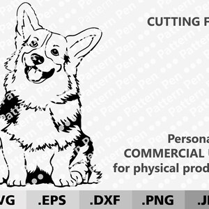 コーギー犬の SVG。ウェルシュ コーギー ペットの SVG デジタル ベクター ダウンロード ファイル (Cricut シルエットのカット用)。犬の体の SVG dxf。カット ファイル。レーザー カット ベクター