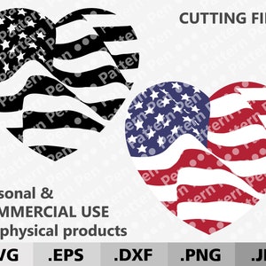 American heart flag SVG for fourth of July. USA heart flag, Patriotic Flag Cut File. Waving flag in heart 4 July digital Cricut/Silhouette