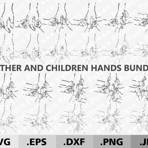 Father&#39;s day bundle svg. Papa and children hands bundle clipart SVG. Dad holding baby hands svg. Line art cutting file Cricut/Silhouette png