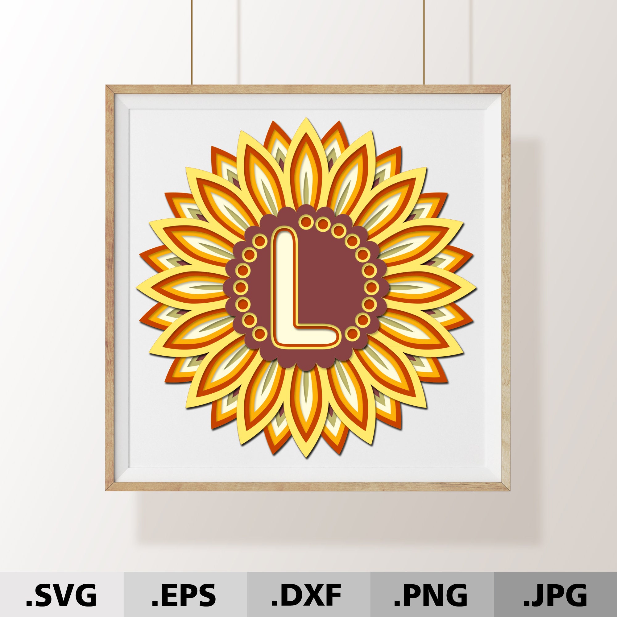 3D Mandala SVG. Letter L. Sunflower monogram svg. Alphabet ...
