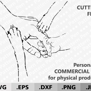 Moeder- en kinderhand en 2 hondenpoten SVG. Hand in hand beste vriend huisdier poten digitale bestanden snijden Cricut/silhouet. Moederdagcadeau svg