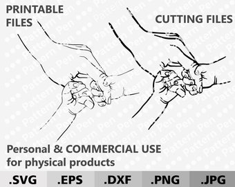 Mother and 2 Childs hands SVG. Holding kids and mom hands SVG. Family baby hands svg. Mother's day gift. Digital files for cutting Cricut