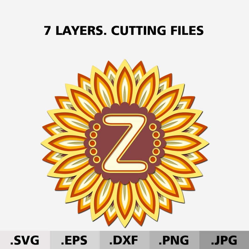 Download 3d Mandala Letter Z. 3D Alphabet Sunflower SVG files for ...