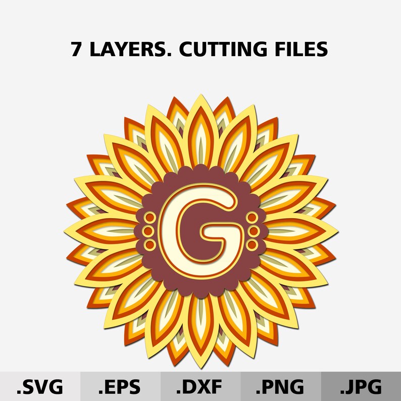 Download Letter G 3d Mandala Svg Alphabet Laser Cut Files Sunflower Etsy