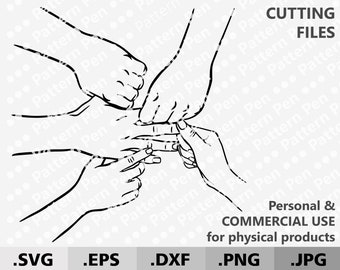 Christmas gift for mom svg. Hands of mother and 4 adult children. Family gift svg. Mother gift christmas. Digital files for cutting Cricut