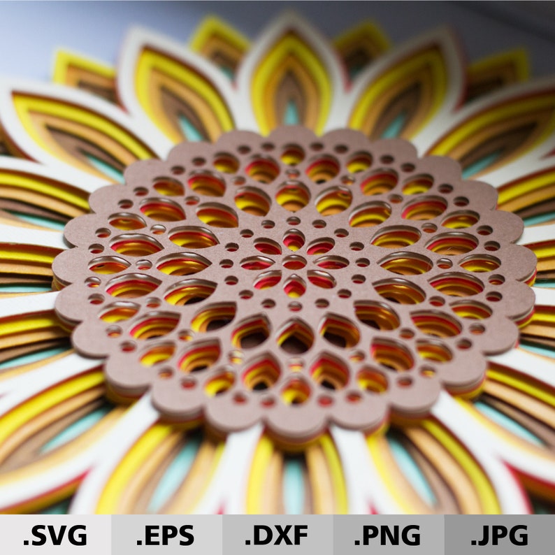 Download 3d Mandala Sunflower SVG files for Cricut. Flower SVG. Layered | Etsy